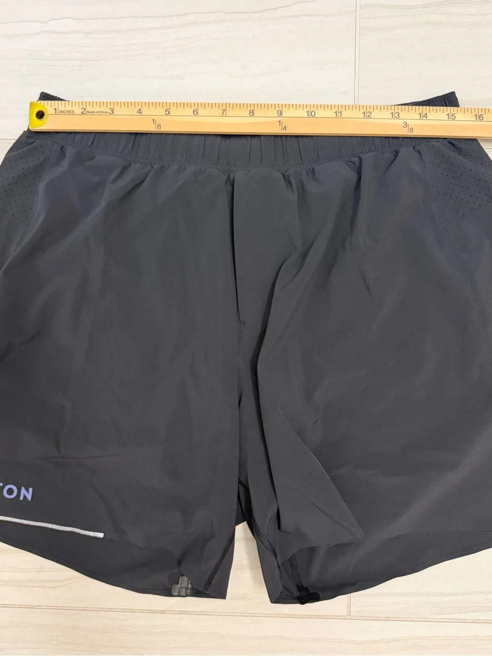 Lululemon x Peloton Men's Surge Running Shorts Black Purple Logo 5